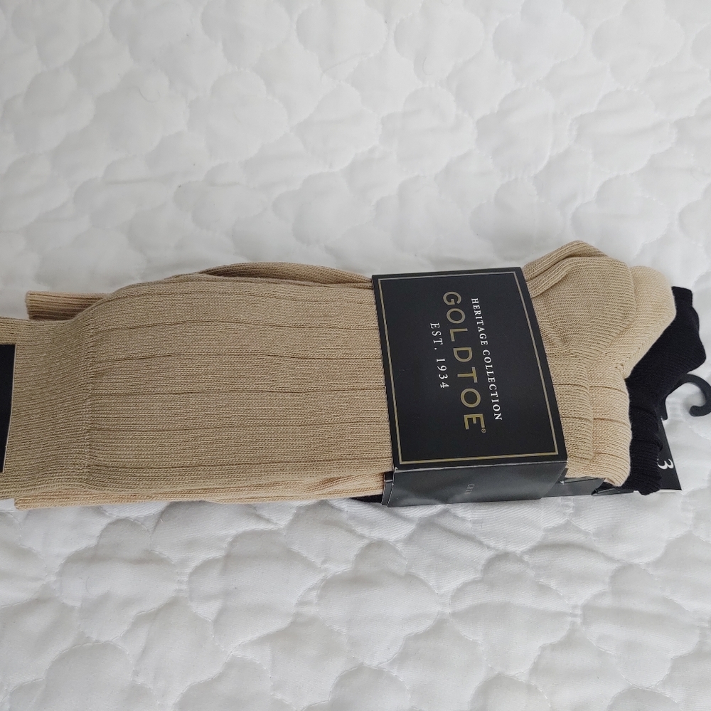 3 Pair Gold Toe Men's Dress Socks sz 6-12 NWT